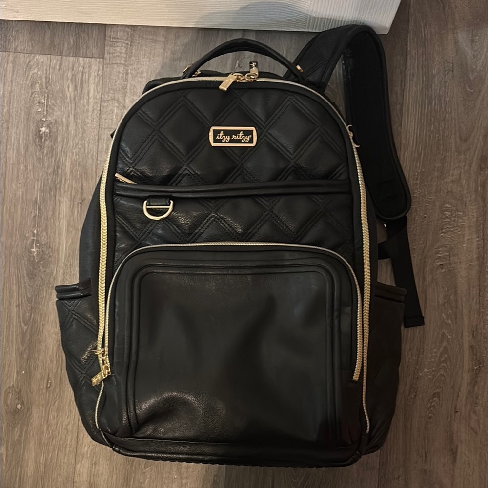 Black Leather Itzy Ritzy Diaper Bag